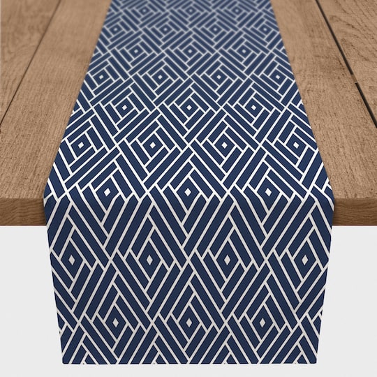 Navy Diamonds Outdoor Table Runner